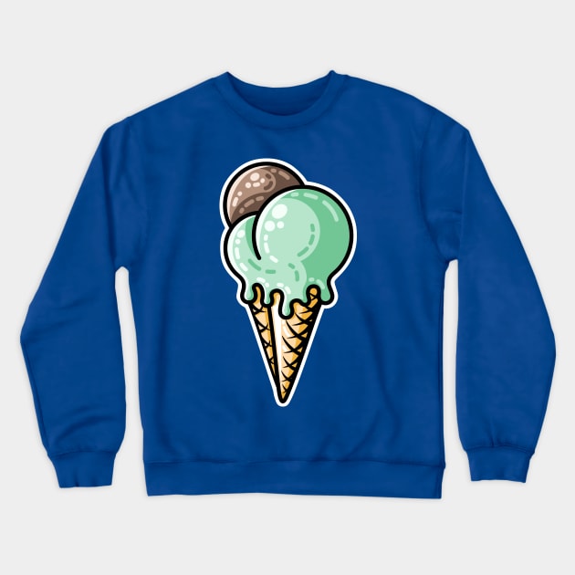 Cute mint and chocolate ice cream cone Crewneck Sweatshirt by freeves